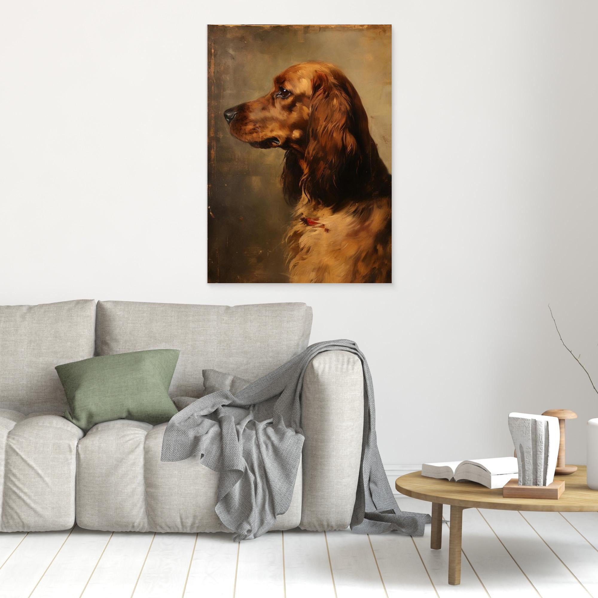 Vintage Setter Dog Oil Painting | Hallway Wall Art - Framed Pop Art