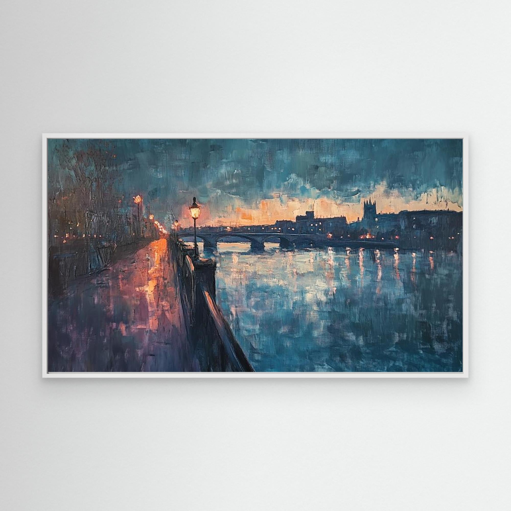 Maidstone Riverfront & Bridges Evening Canvas Print