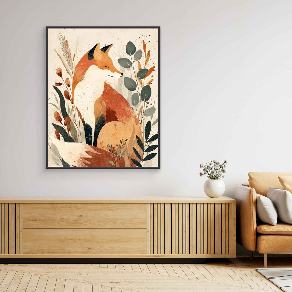 Serene Fox Woodland Canvas Art - Framed Pop Art
