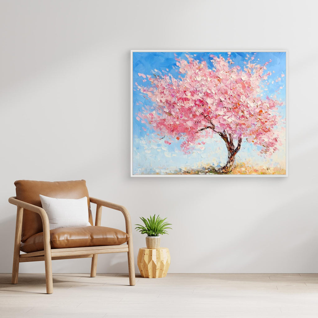 Pink Cherry Blossom Tree Canvas Wall Art for Bedroom