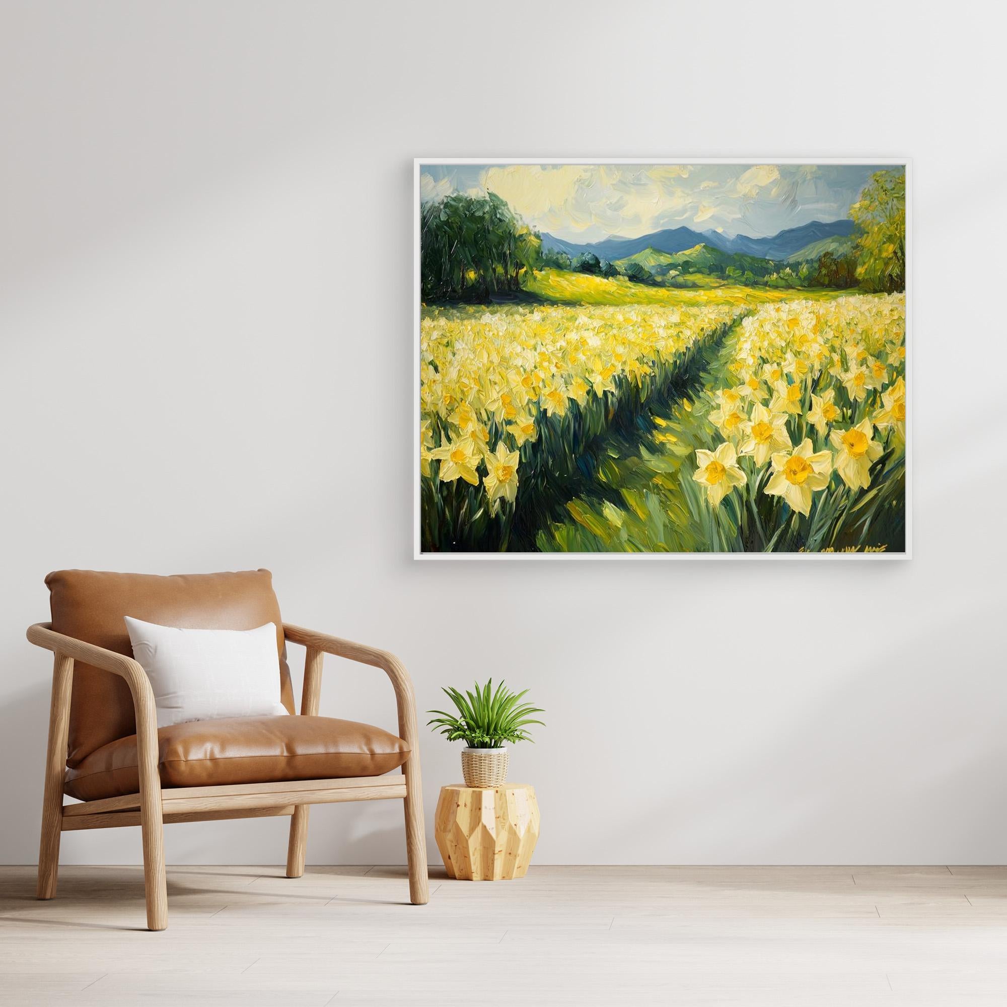 Daffodil Field Canvas Wall Art for Living Room Decor
