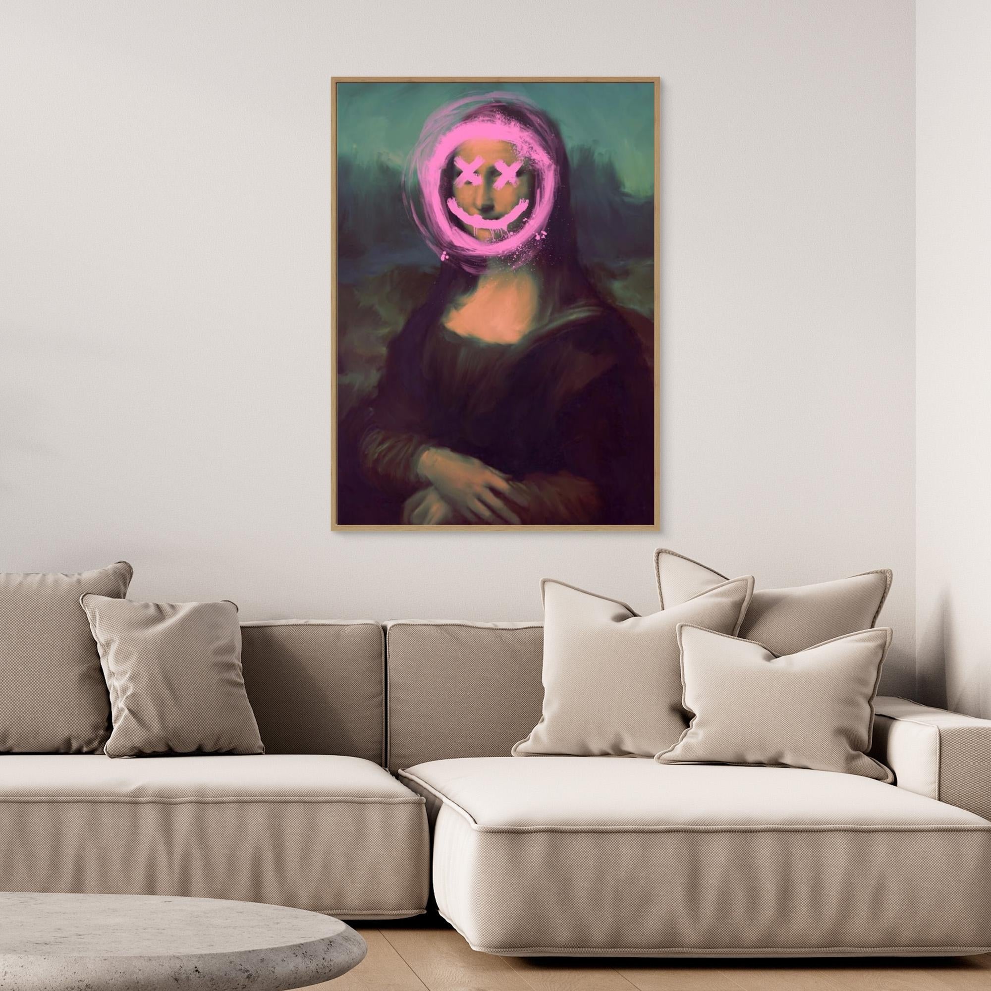 Neon Mona Lisa Street Art Canvas | Graffiti Pop Art Print