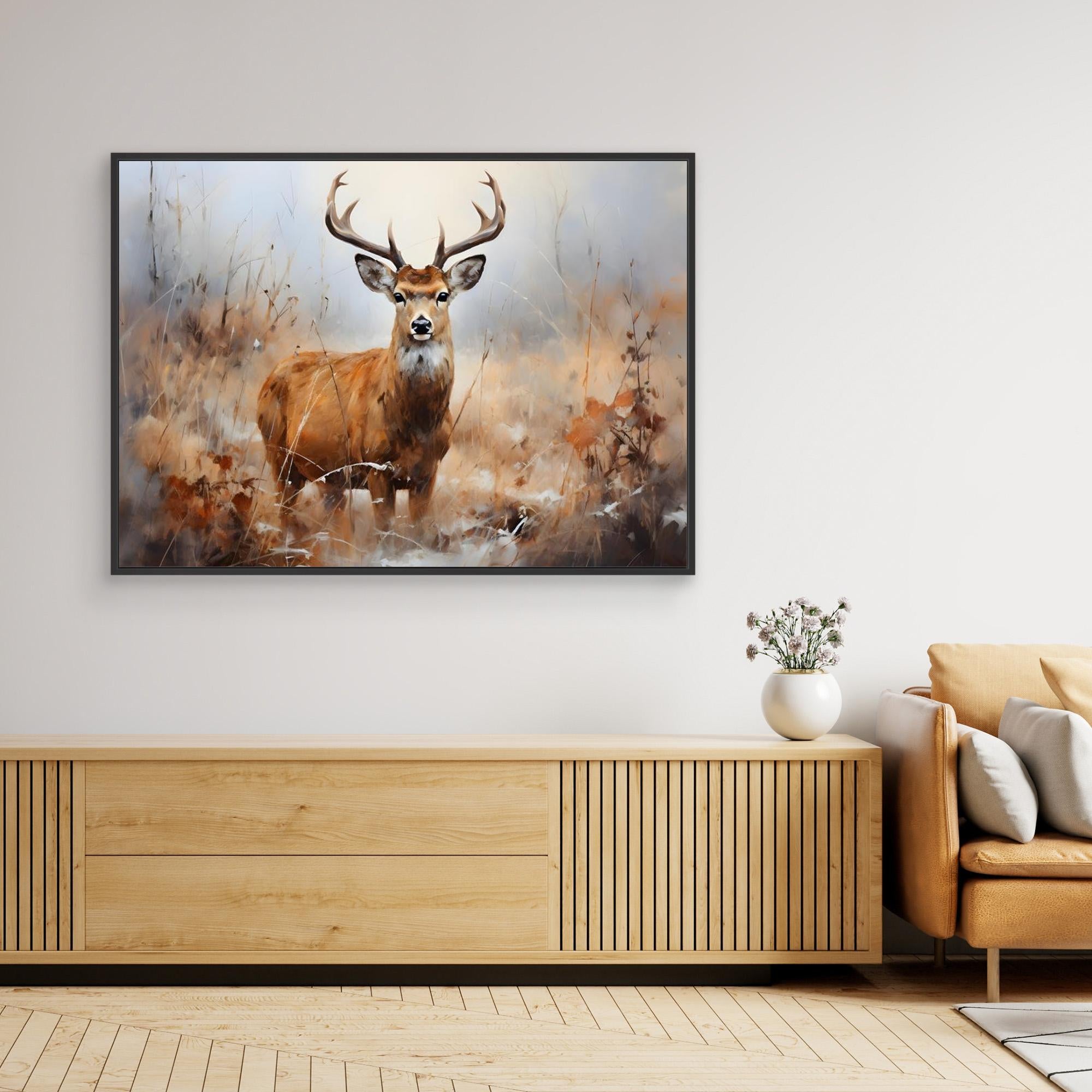 Majestic Stag Canvas Print | Rustic Lodge Hallway Wall Art - Framed Pop Art