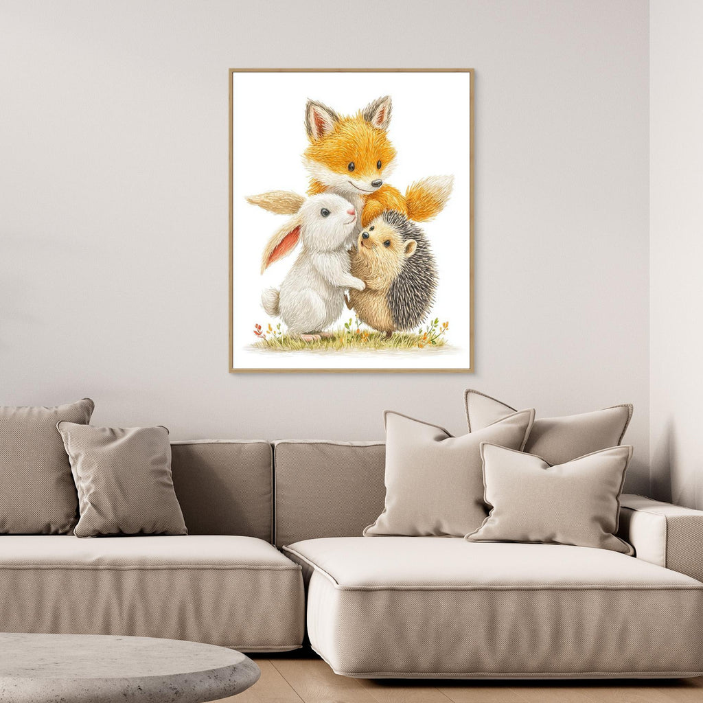 Cute Forest Friends Nursery Wall Art | Woodland Animals - Framed Pop Art