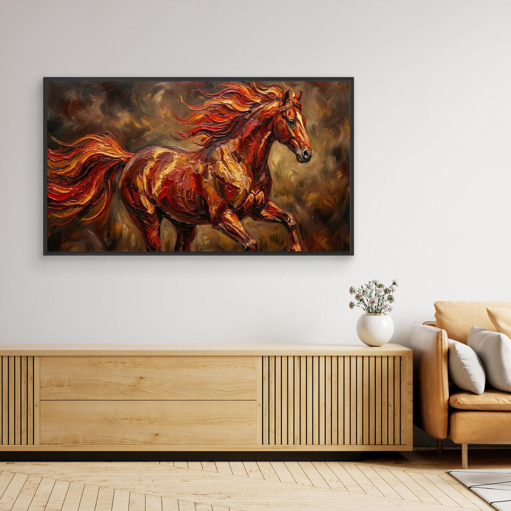 Fire Horse Chinese New Year Canvas Print for Lounge - Framed Pop Art