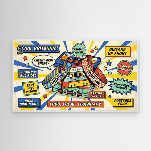 Britpop Cassette Canvas – Loud Local Legendary Art - Framed Pop Art