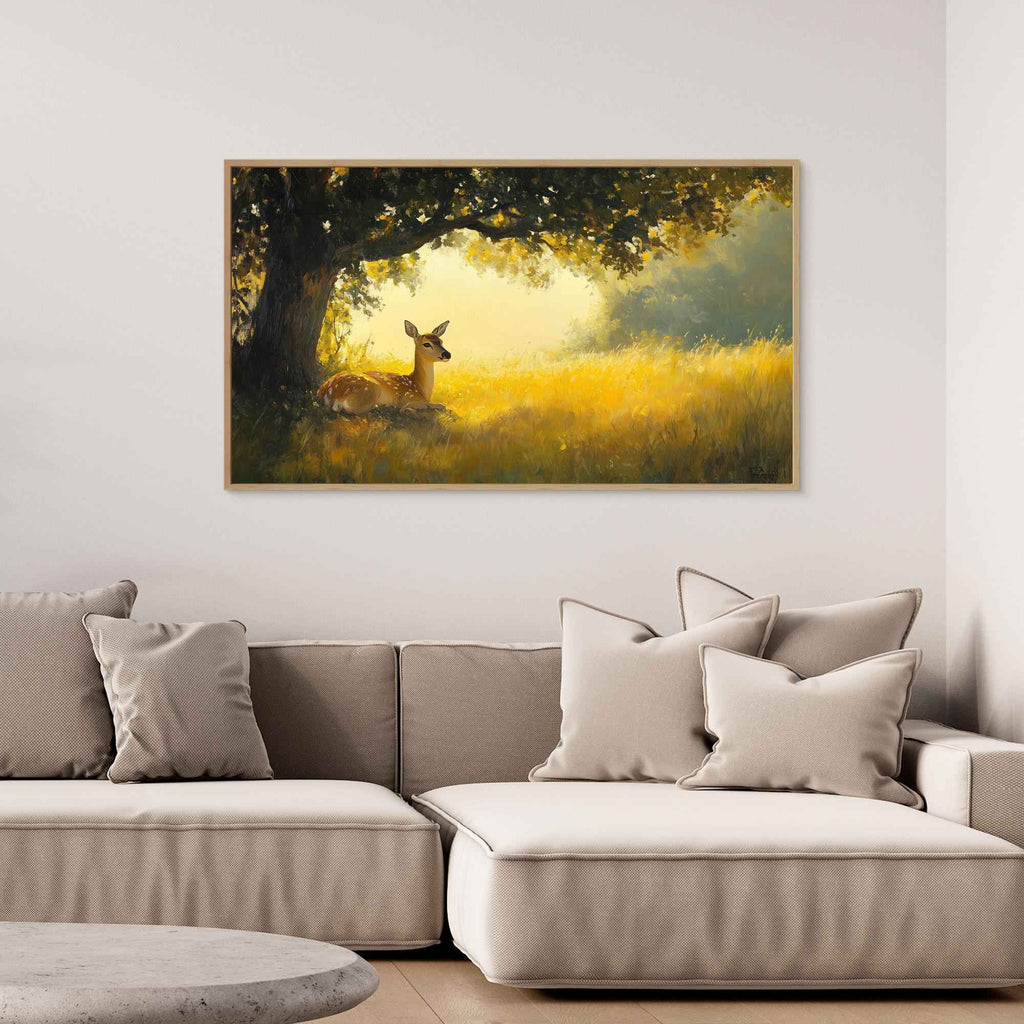 Woodland Fawn Art | Nursery Deer Canvas Print | 80 x 45 cm