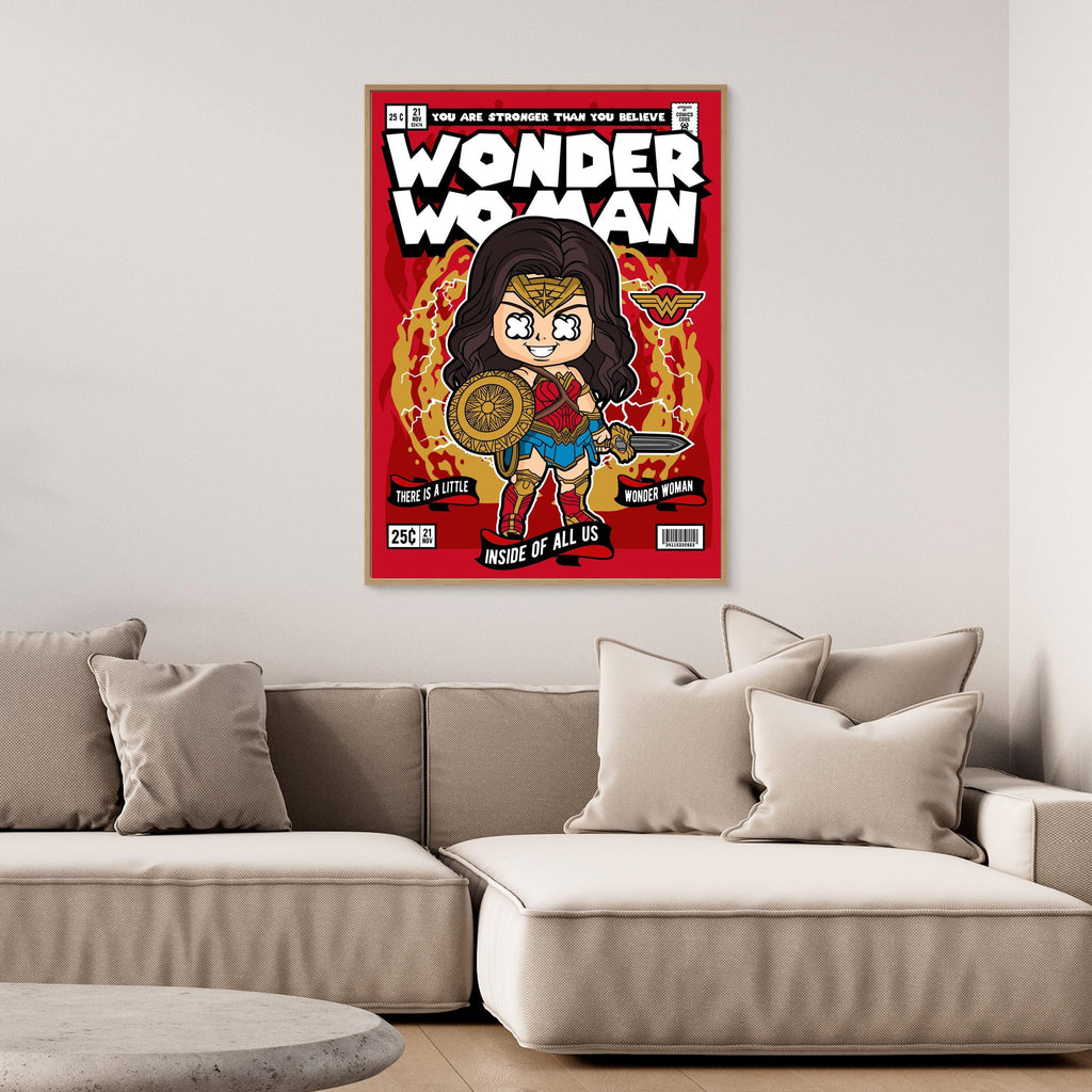 Wonder Woman Comic Canvas Print for Hallway Walls Decor - Framed Pop Art