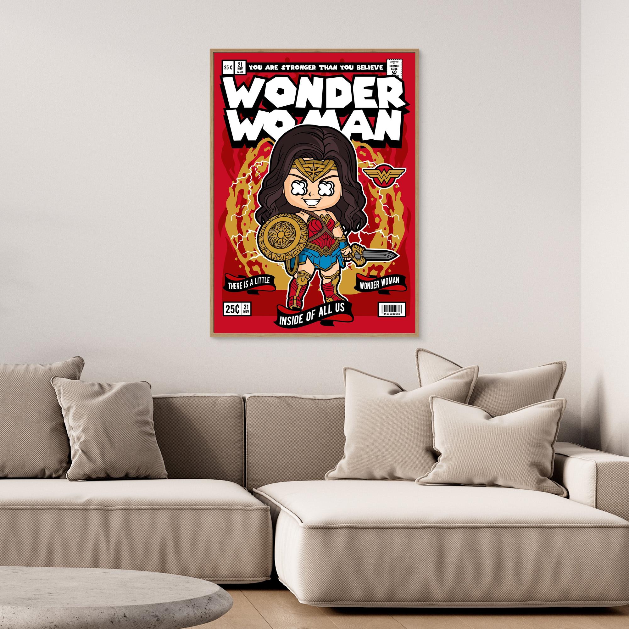 Wonder Woman Comic Canvas Print for Hallway Walls Decor - Framed Pop Art