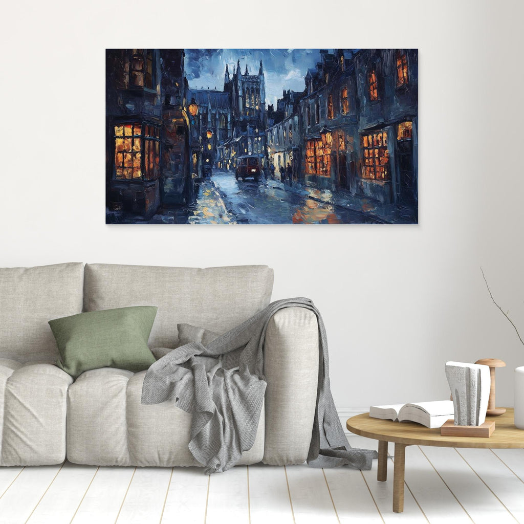 Canterbury Cathedral Night Cityscape Canvas Wall Art