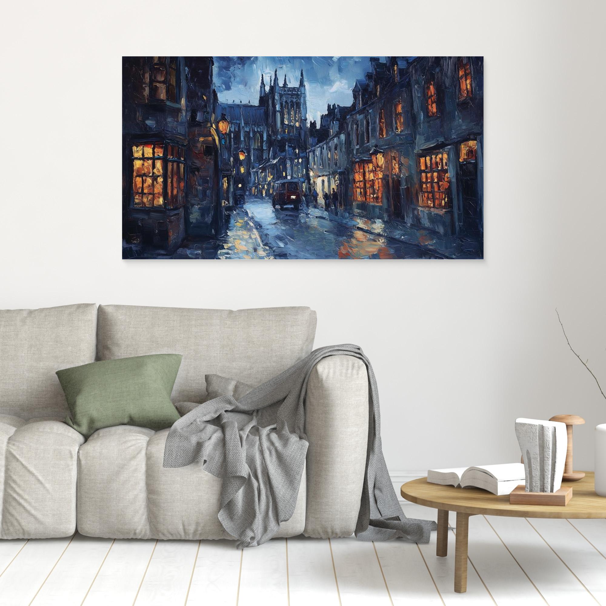 Canterbury Cathedral Night Cityscape Canvas Wall Art