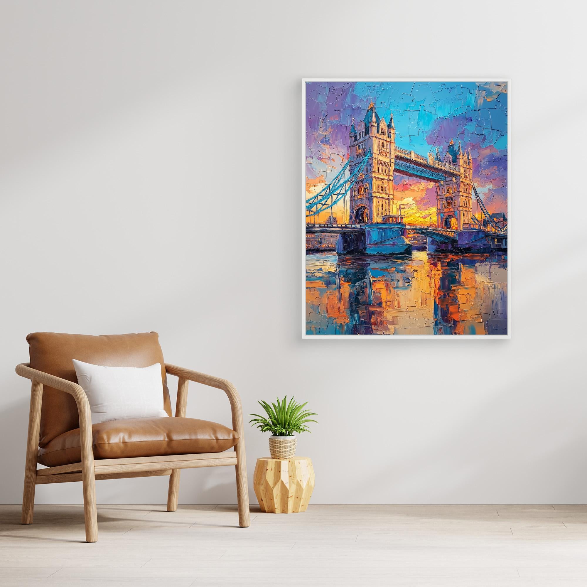 Hallway London Tower Bridge Sunset Canvas Wall Art - Framed Pop Art