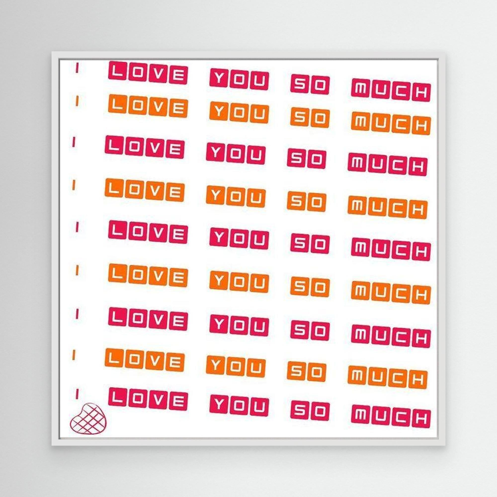 I Love You So Much Wall Art | Retro Pink & Orange Canvas - Framed Pop Art