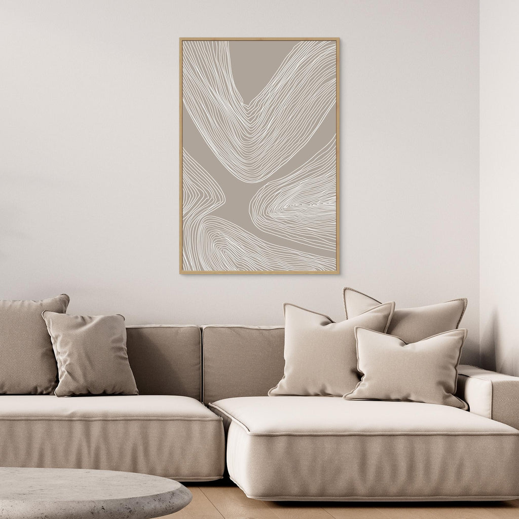 Minimalist Abstract Lines – Neutral Hallway Wall Art - Framed Pop Art