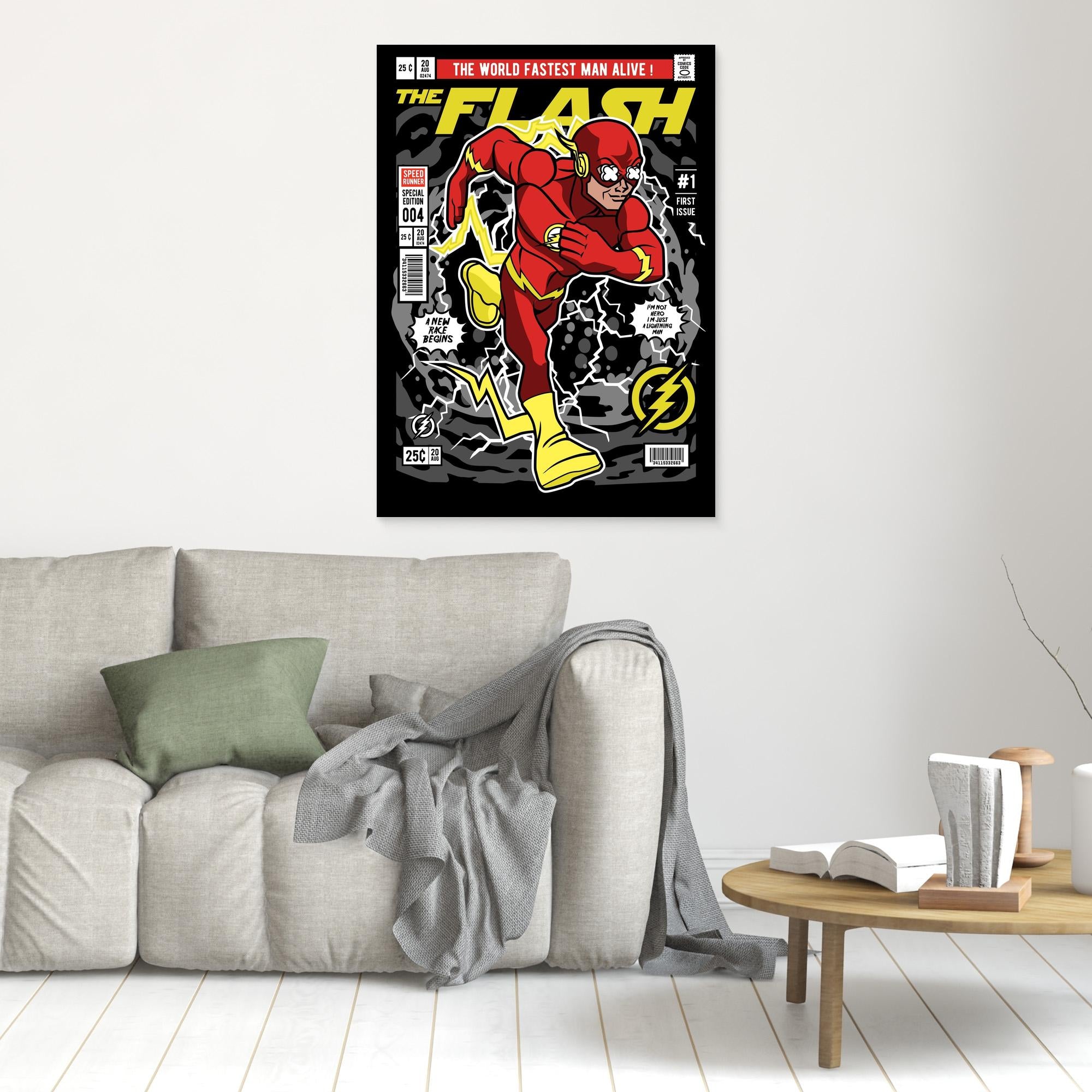 Flash-Inspired Comic Wall Art Print for Gaming Rooms - Framed Pop Art