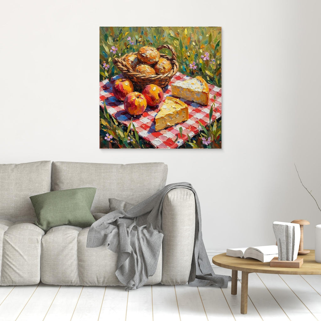 Rustic Picnic Oil Painting | Country Kitchen & Hallway Wall Art - Framed Pop Art