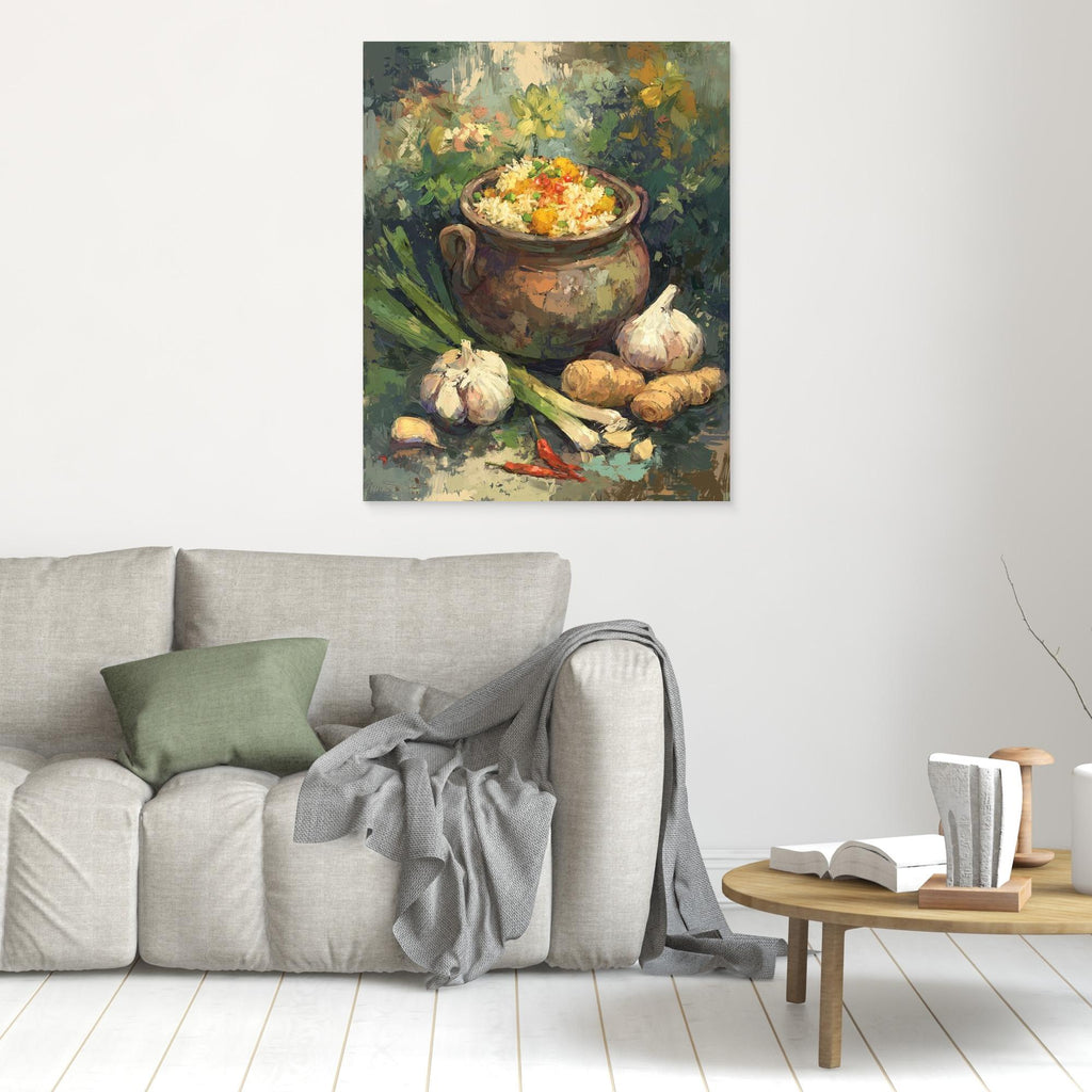 Rustic Rice Pot Kitchen Canvas Foodie Wall Art Print - Framed Pop Art