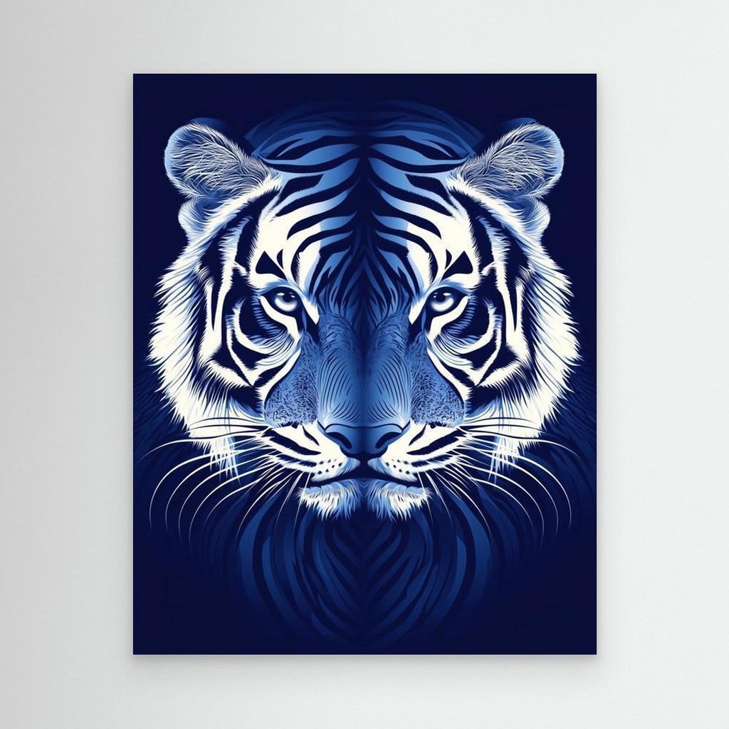 Blue Tiger Wall Art | Framed Canvas Animal Print - Framed Pop Art