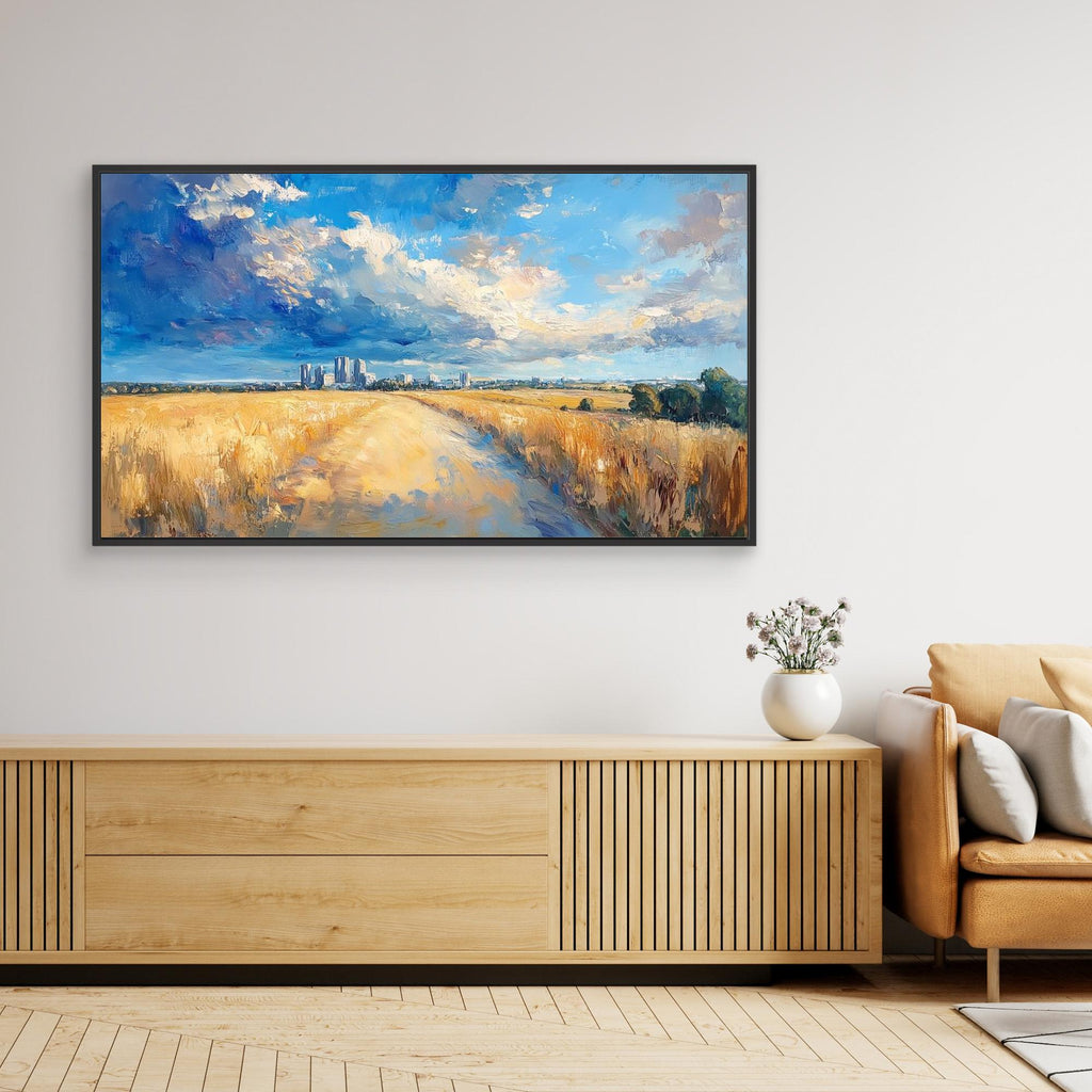 Ashford Skyline & Fields Countryside Canvas Print - Framed Pop Art