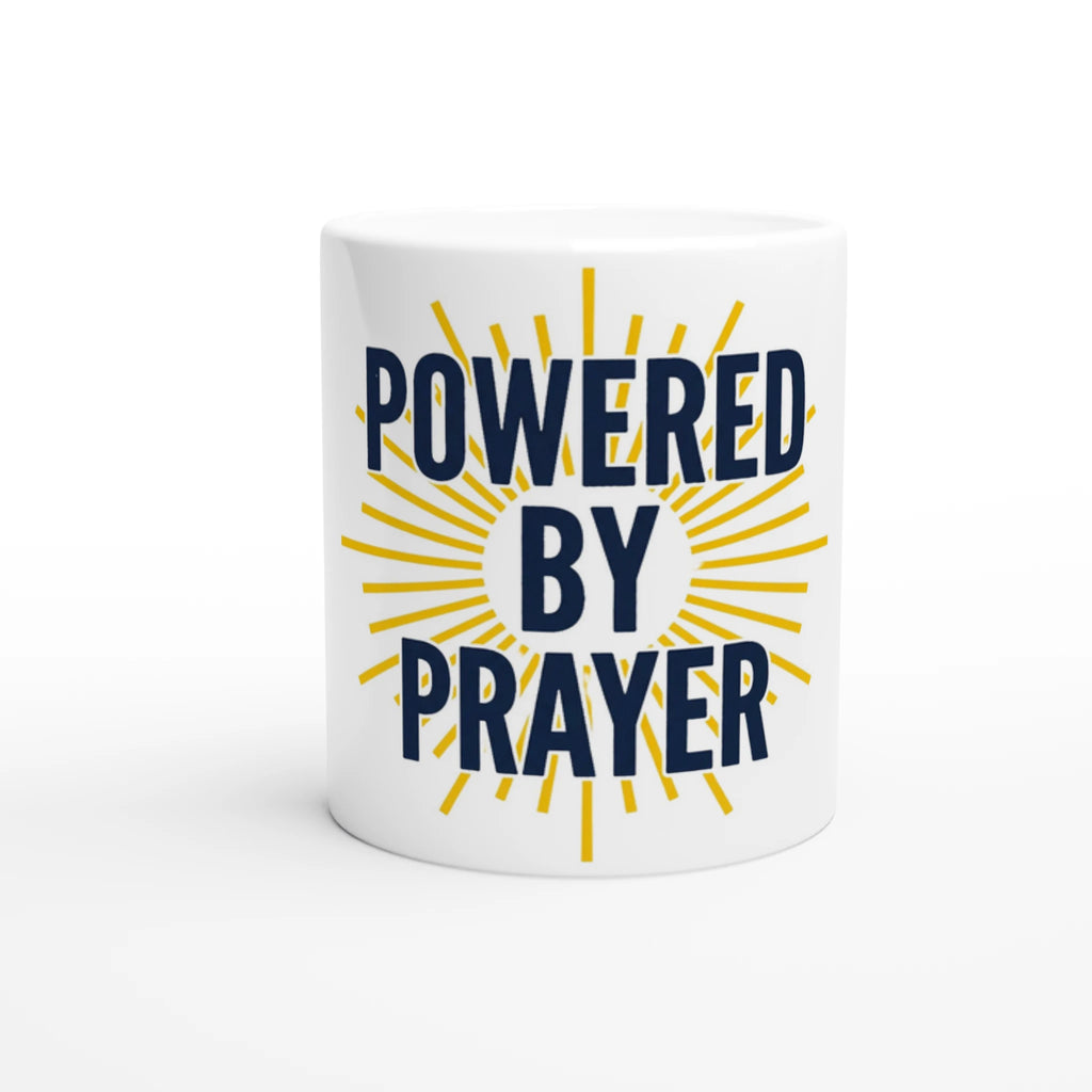 Powered by Prayer Ceramic Mug | Uplifting Christian Gift - Framed Pop Art
