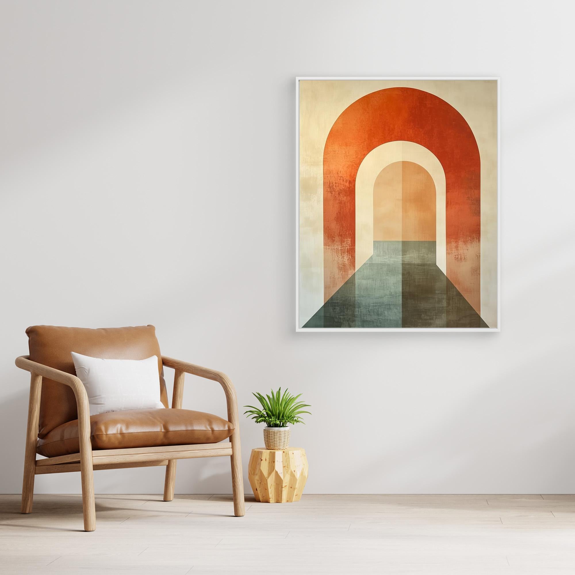 Mid-Century Arch Abstract Canvas Wall Art - Framed Pop Art