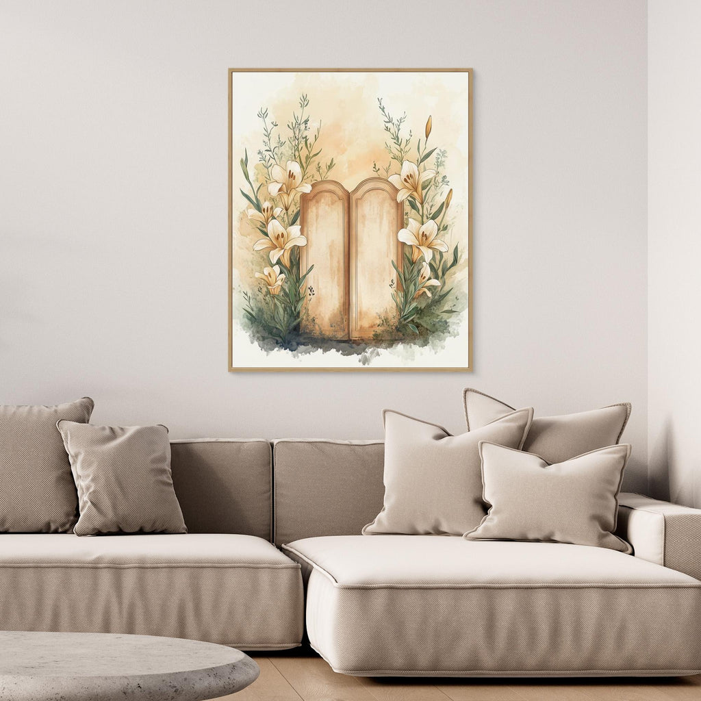 Vintage Lily & Arched Doorway Canvas Wall Art | UK Made - Framed Pop Art