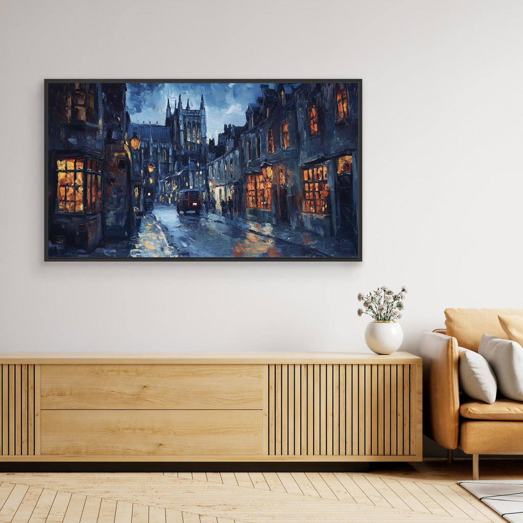 Canterbury Cathedral Night Cityscape Canvas Wall Art