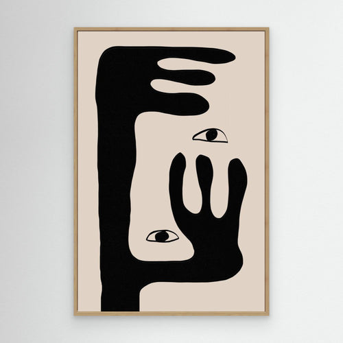 Abstract Face Hallway Wall Art – Minimalist Framed Canvas - Framed Pop Art