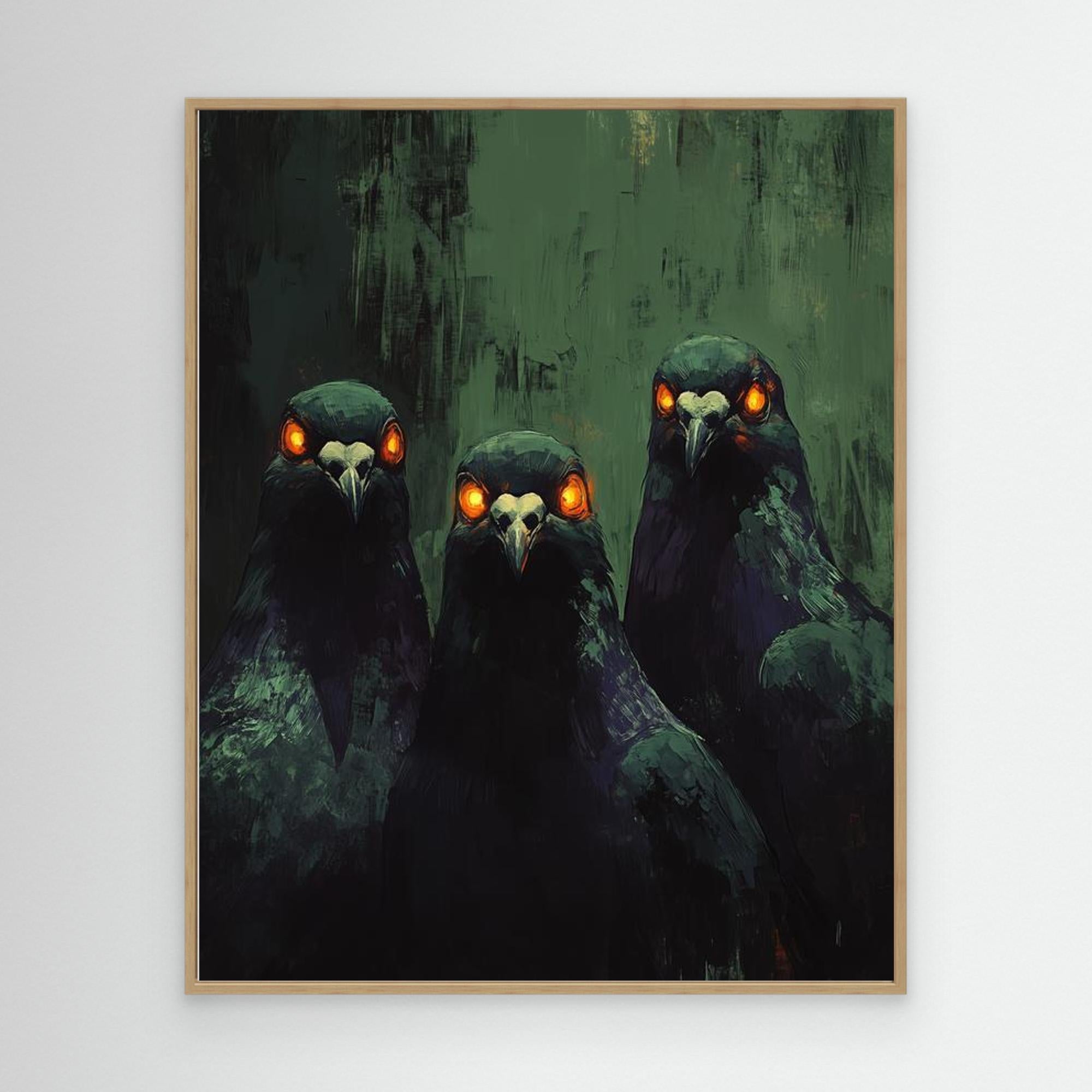 Gothic Raven Wall Art Canvas Print for Dark Bedroom
