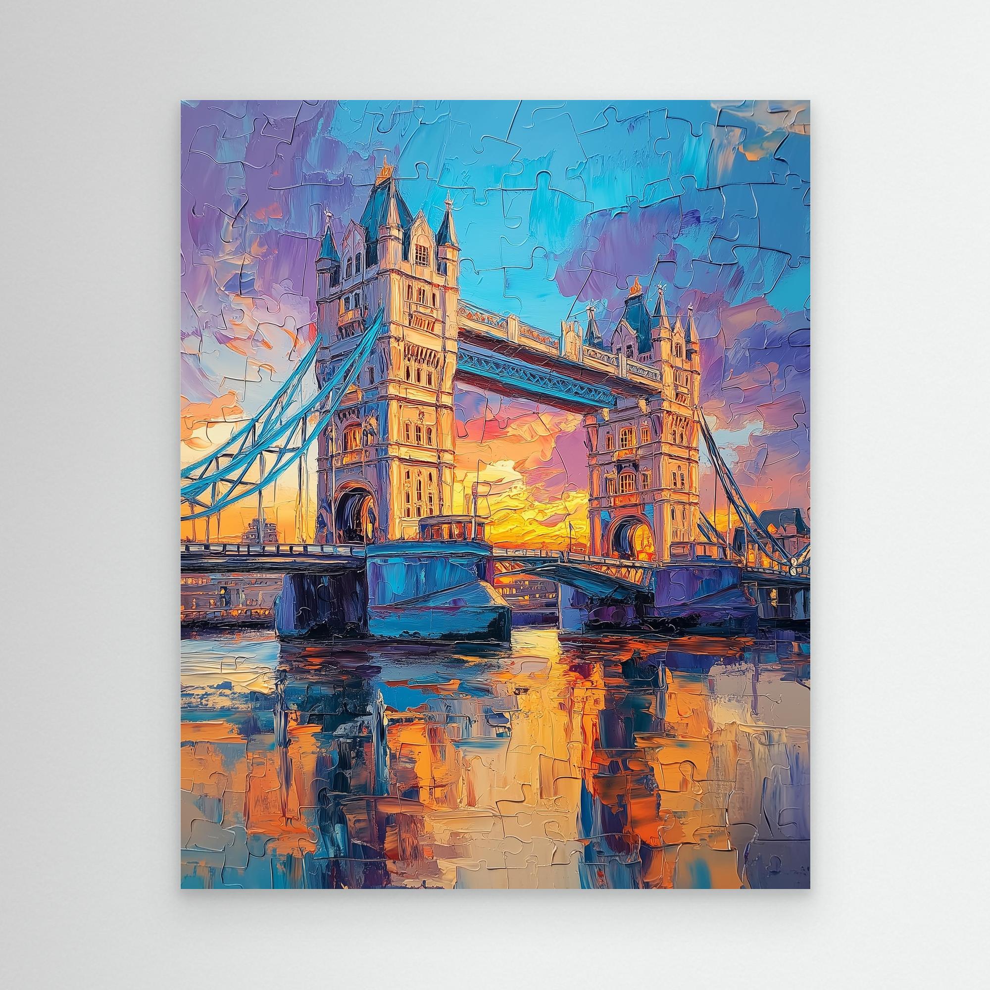 Hallway London Tower Bridge Sunset Canvas Wall Art - Framed Pop Art