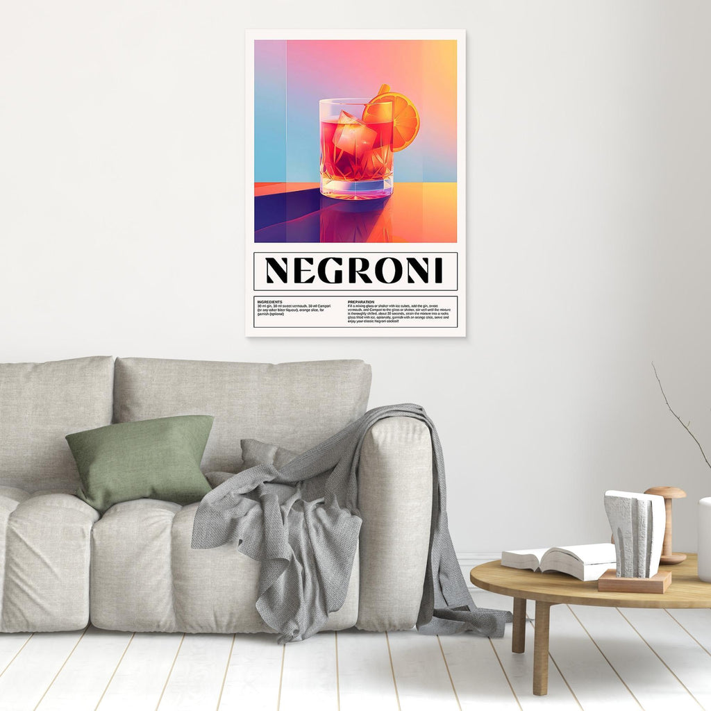 Negroni Cocktail Recipe Wall Art for Home Bar Decor