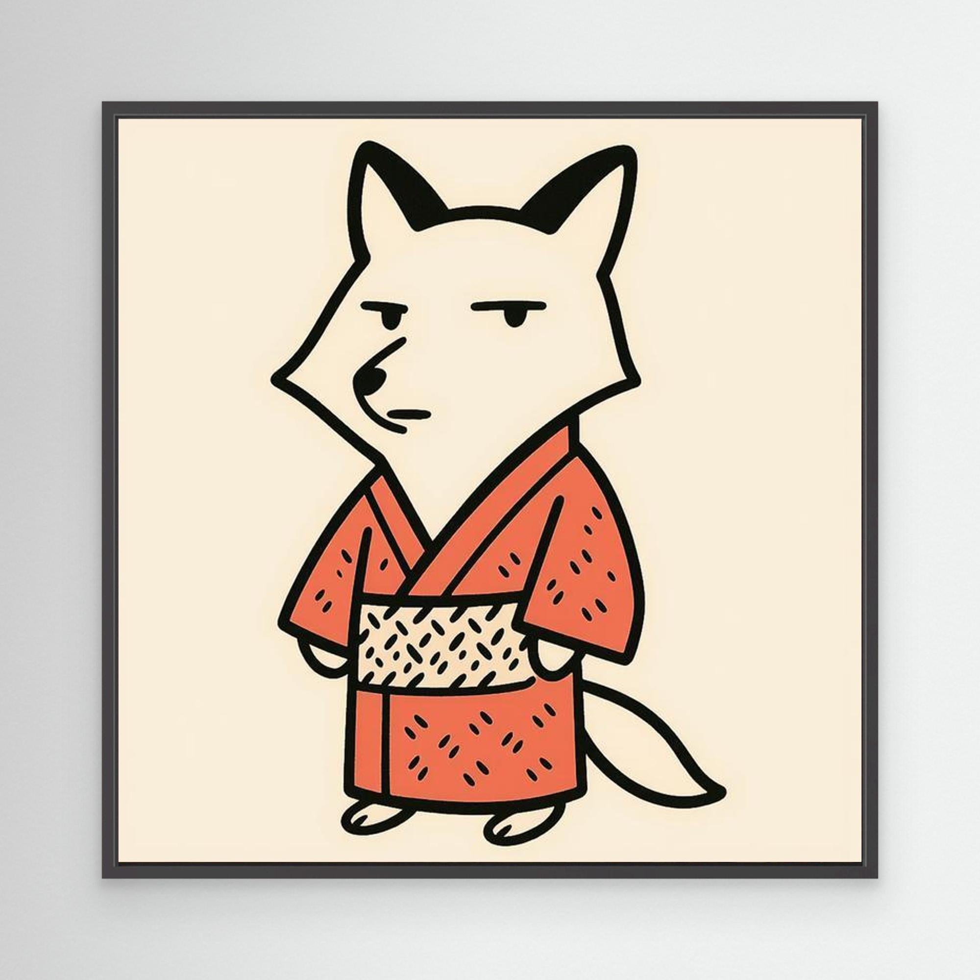 Japanese Fox Kimono Wall Art | Nursery & Playroom Decor - Framed Pop Art