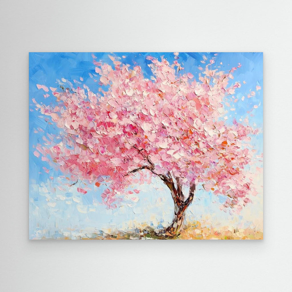 Pink Cherry Blossom Tree Canvas Wall Art for Bedroom