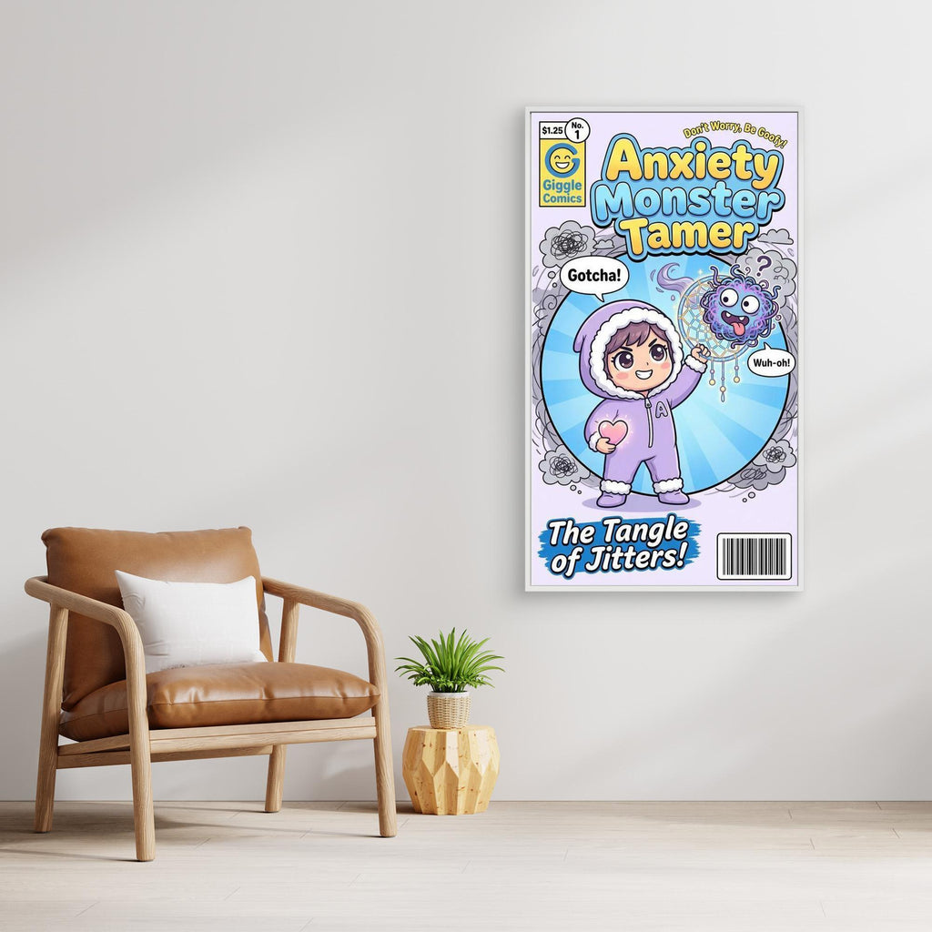 Anxiety Monster Tamer Comic Wall Art | Kids Room Decor