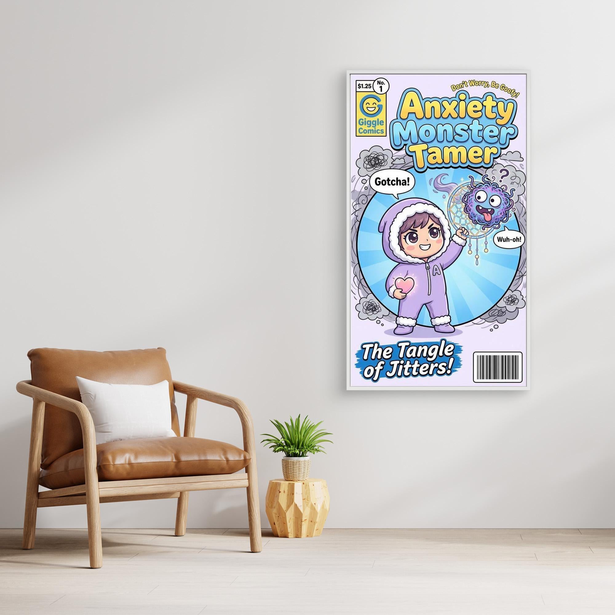Anxiety Monster Tamer Comic Wall Art | Kids Room Decor