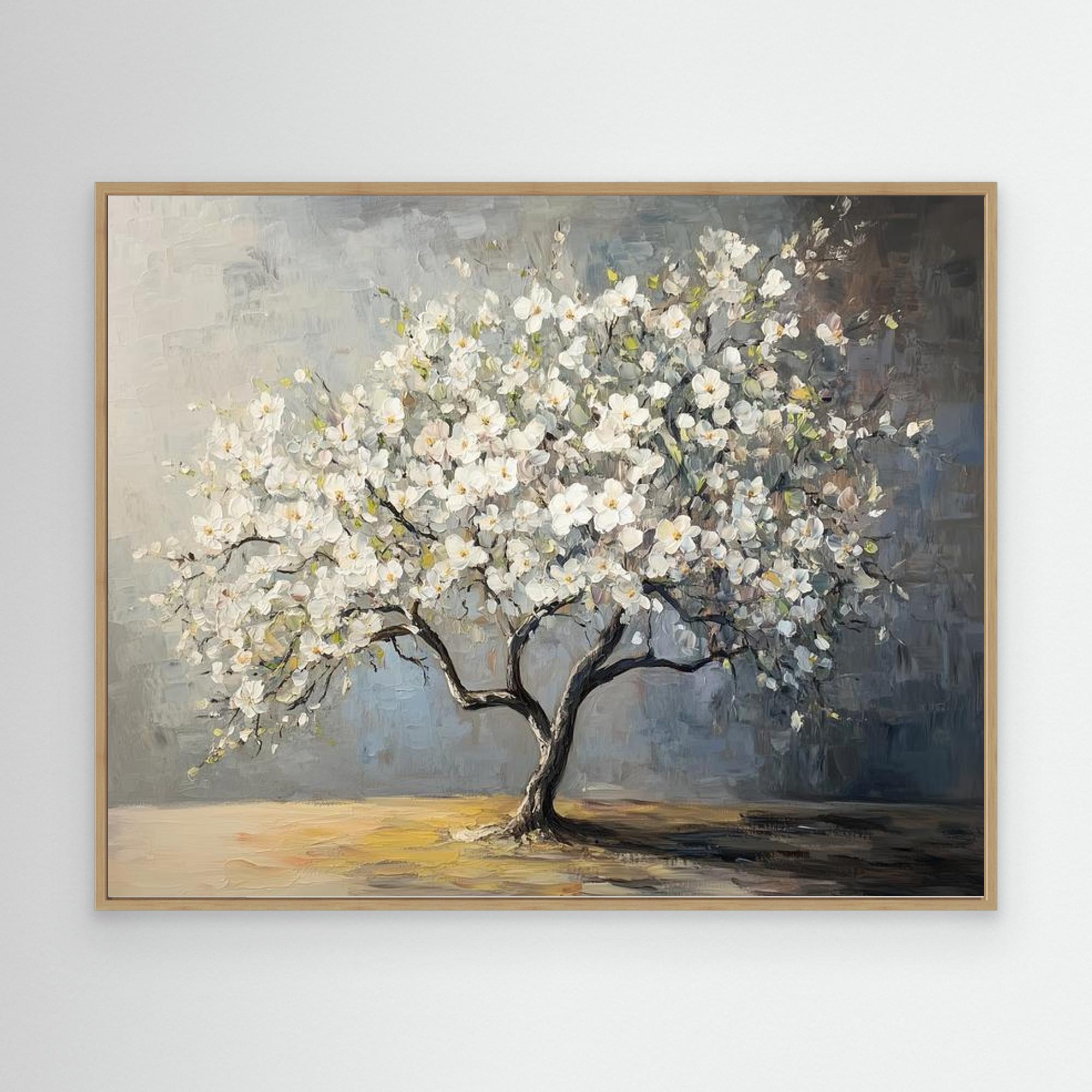 White Blossom Tree Canvas Art | Framed Floral Wall Decor