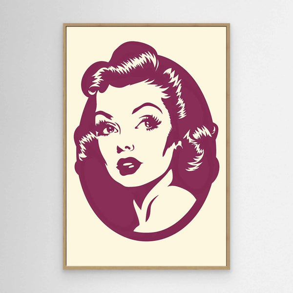 Retro Pin Up Portrait Print | Bedroom Wall Art Canvas