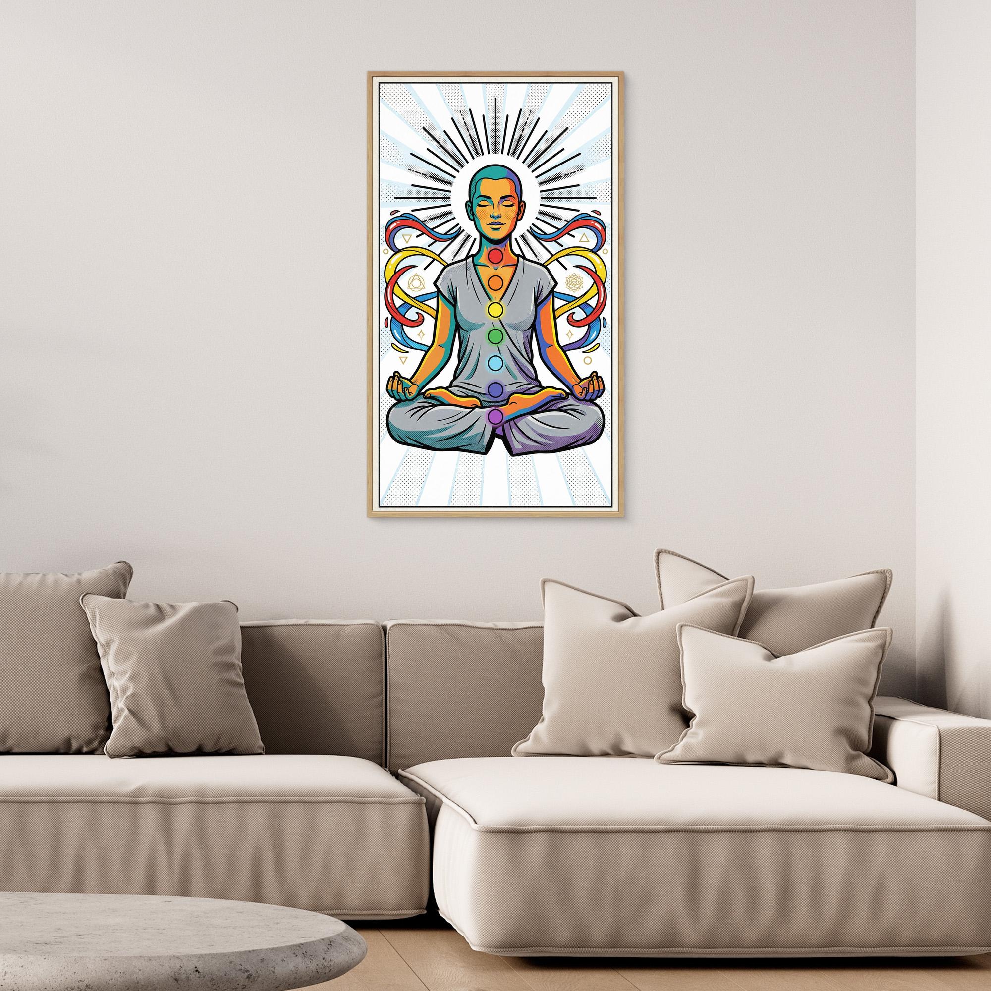 Chakra Meditation Pop Art Canvas – Vibrant Spiritual Wall Art - Framed Pop Art