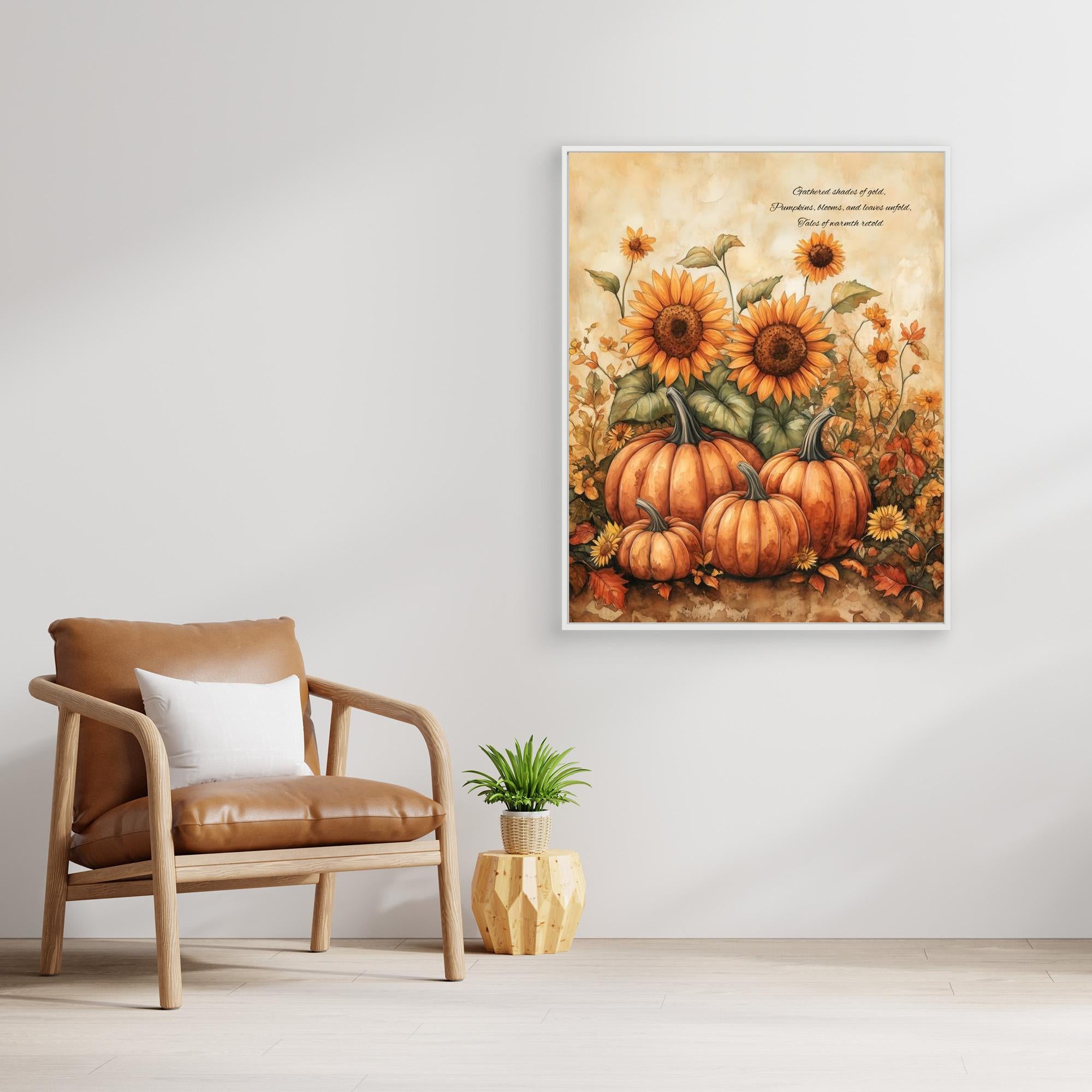 Autumn Pumpkins Sunflowers Canvas Wall Art
