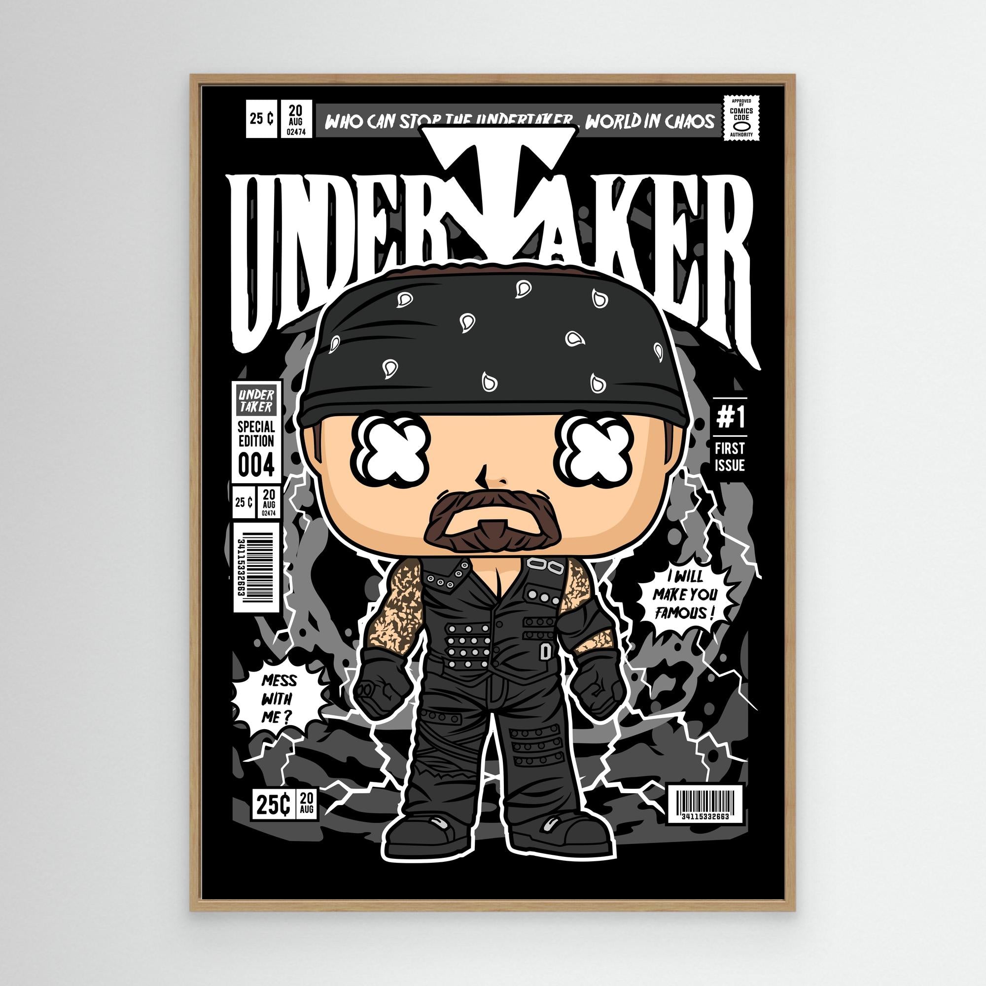 Undertaker Pop Art Canvas – WWE Man Cave Wall Decor - Framed Pop Art