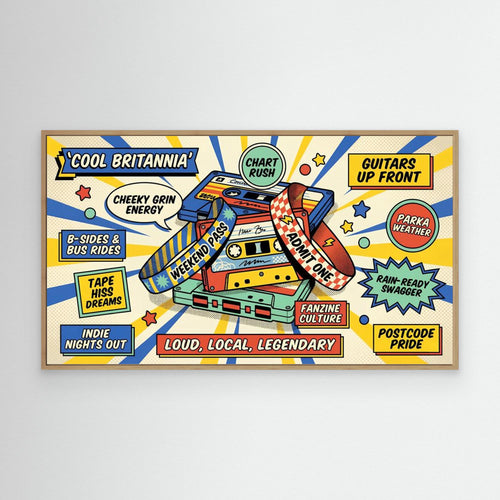 Britpop Cassette Canvas – Loud Local Legendary Art - Framed Pop Art