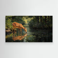 Large Framed Wall Art – Woodland Deer Lake Canvas - Framed Pop Art
