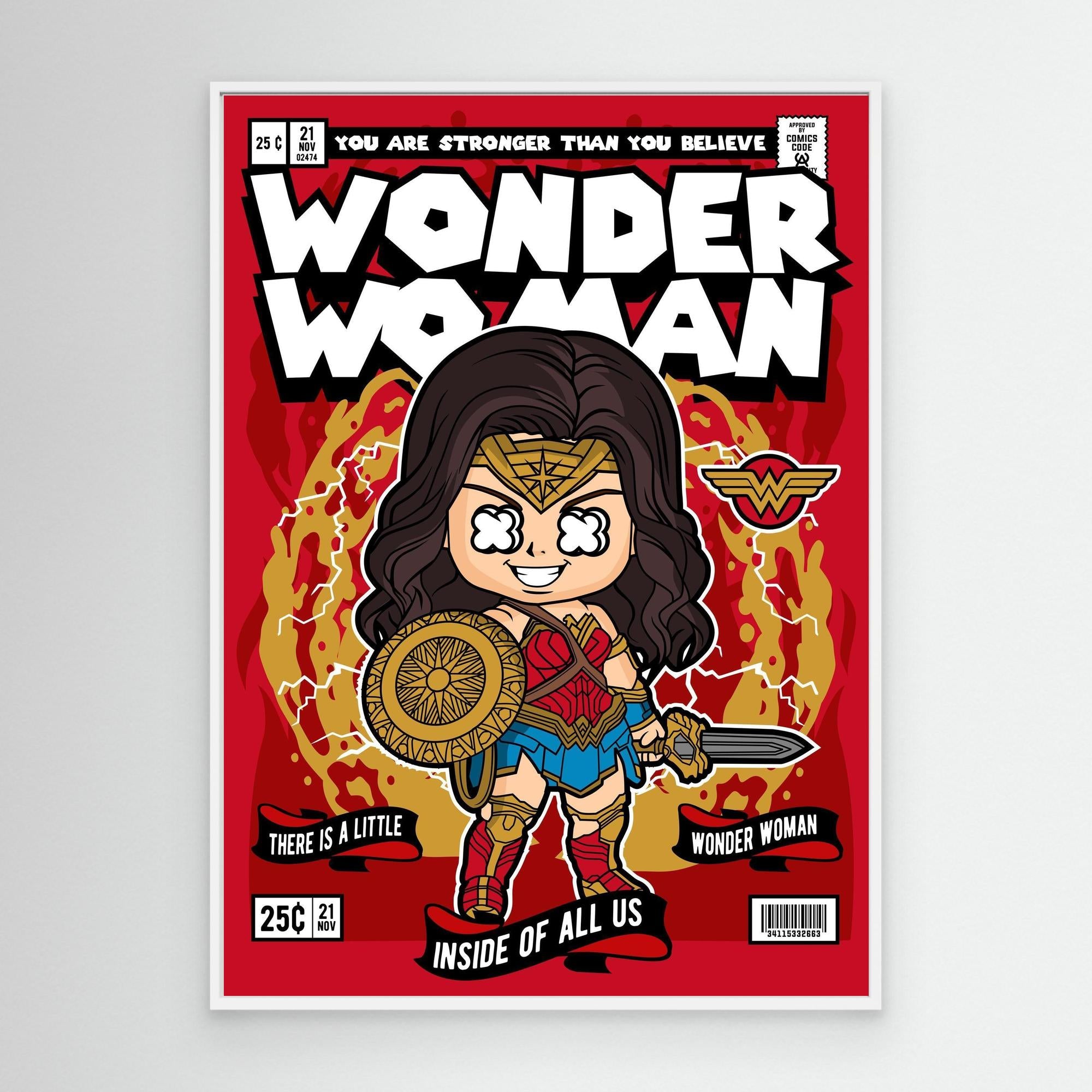 Wonder Woman Comic Canvas Print for Hallway Walls Decor - Framed Pop Art