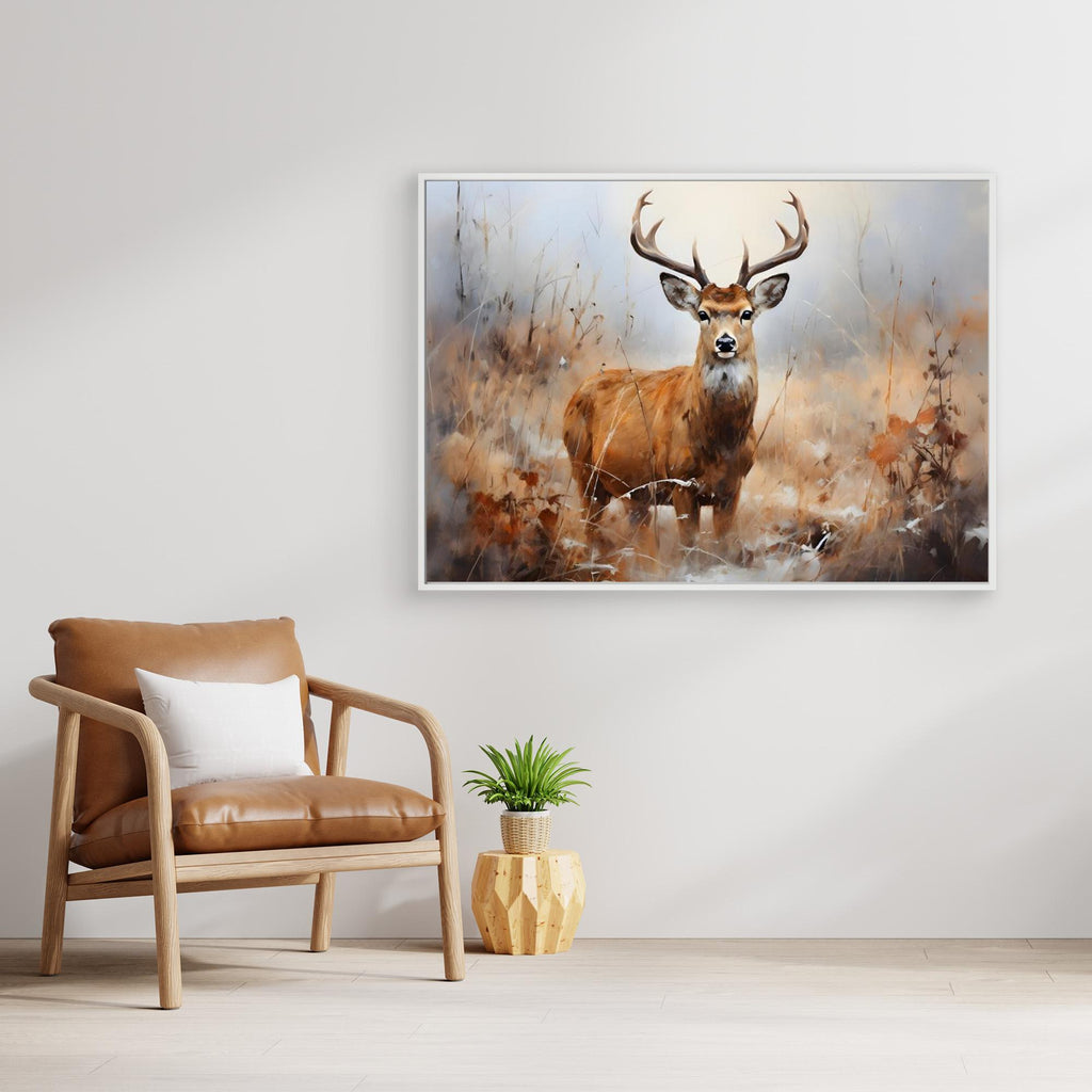 Majestic Stag Canvas Print | Rustic Lodge Hallway Wall Art - Framed Pop Art