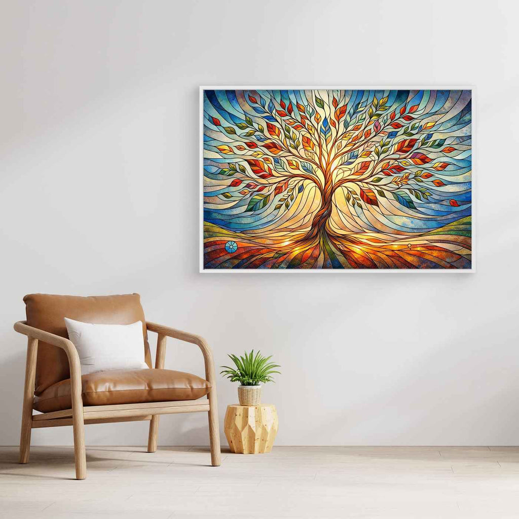 Multi Colour Tree Wall Art | Rainbow Living Room Decor