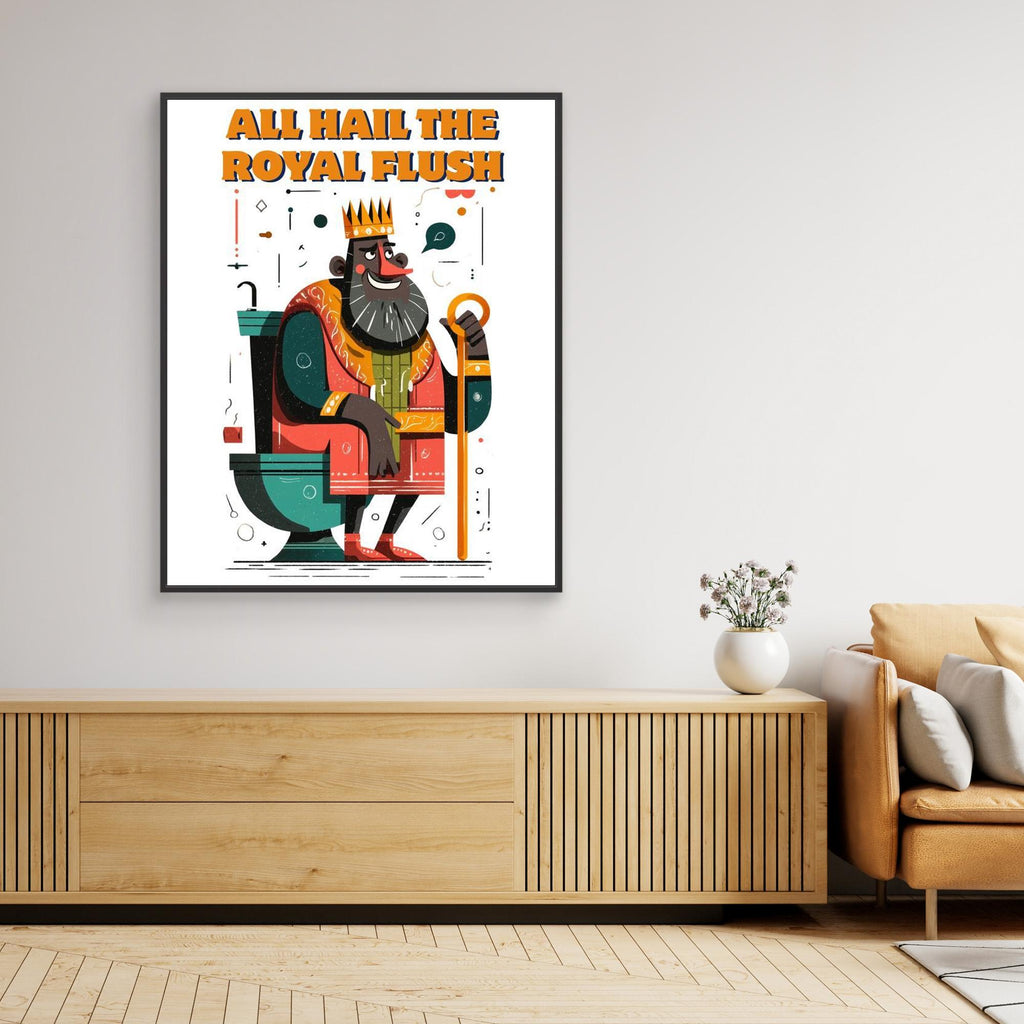 The Royal Flush King Art Print | Funny Bathroom Wall Decor - Framed Pop Art