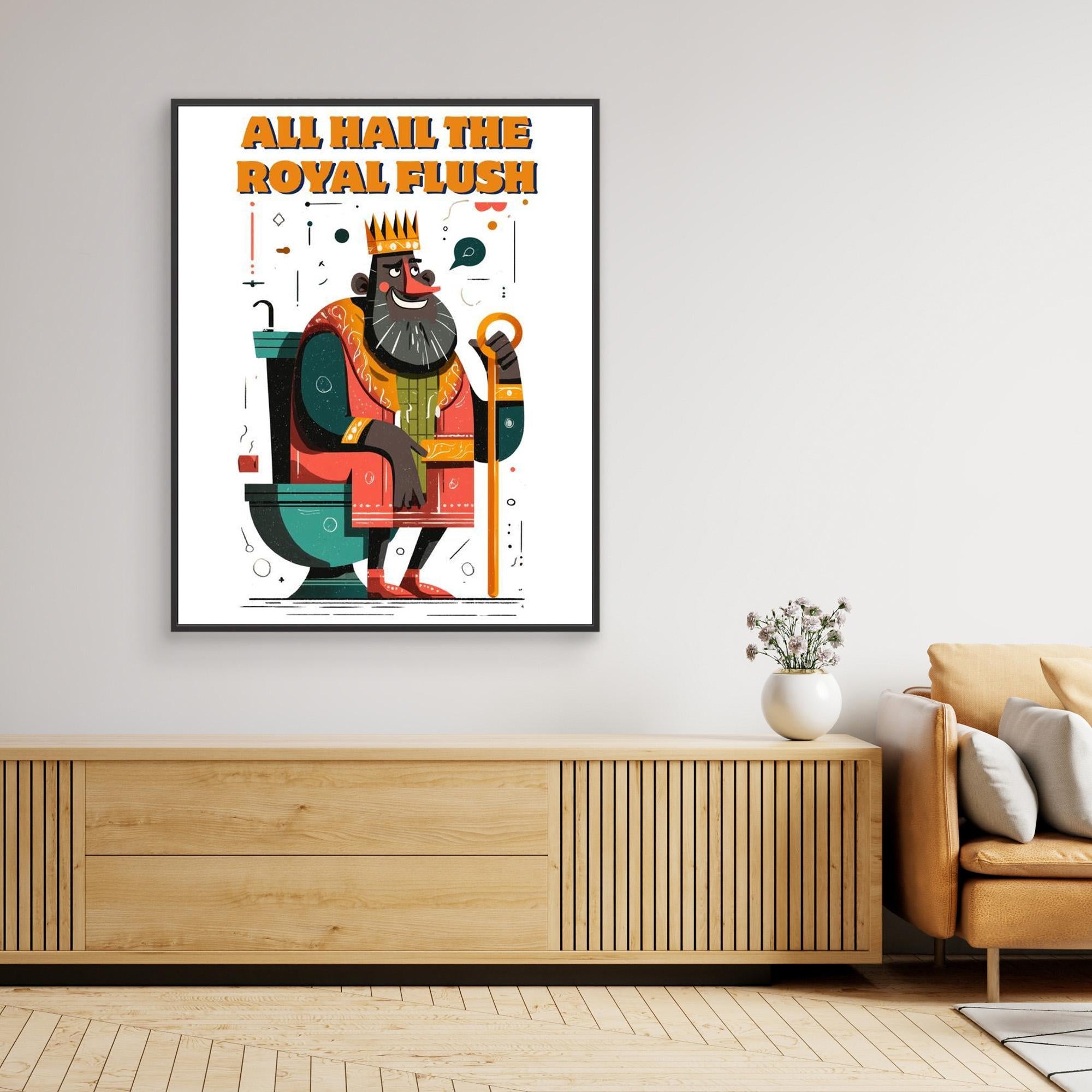 The Royal Flush King Art Print | Funny Bathroom Wall Decor