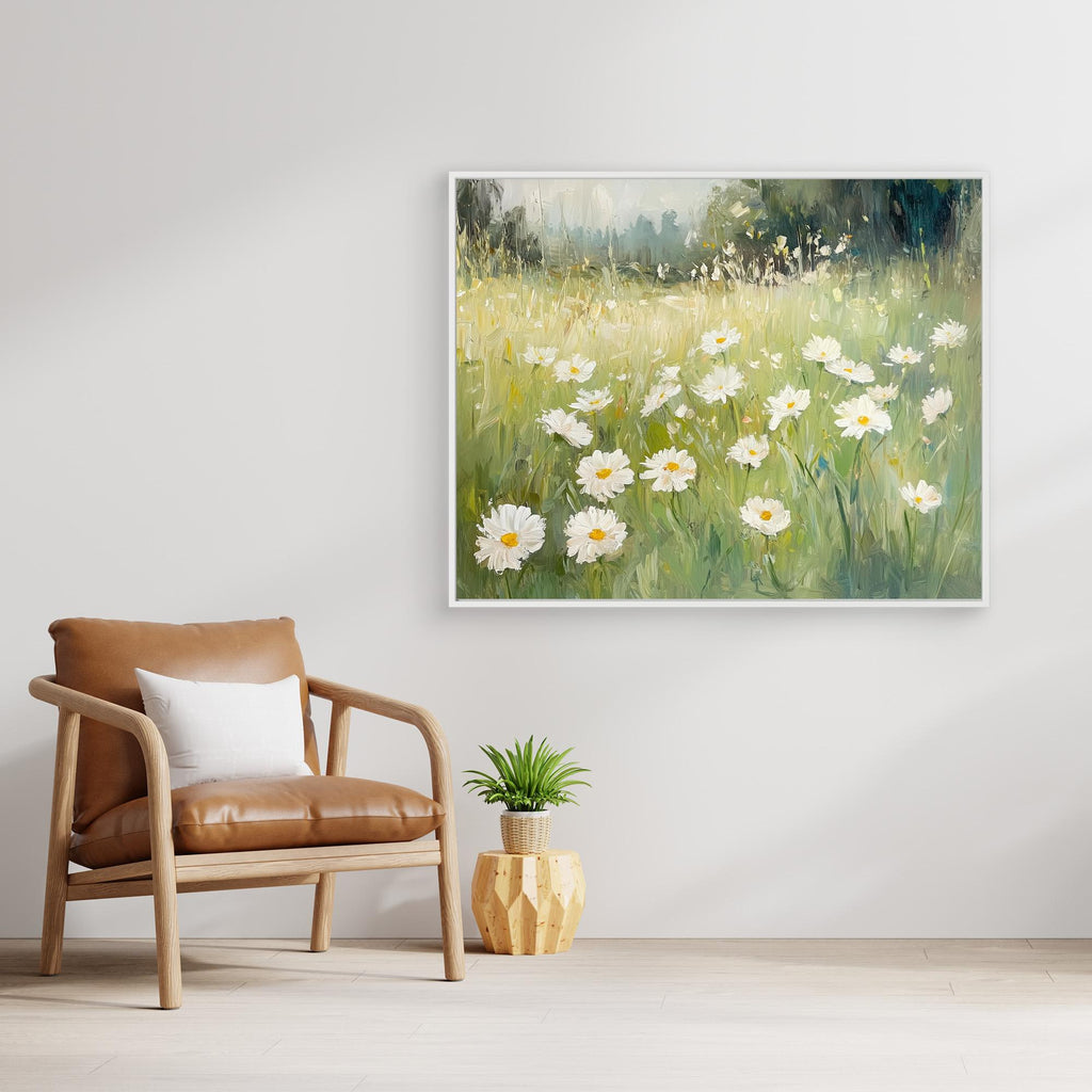 Hallway Wall Art – Wildflower Meadow Daisy Canvas Print - Framed Pop Art