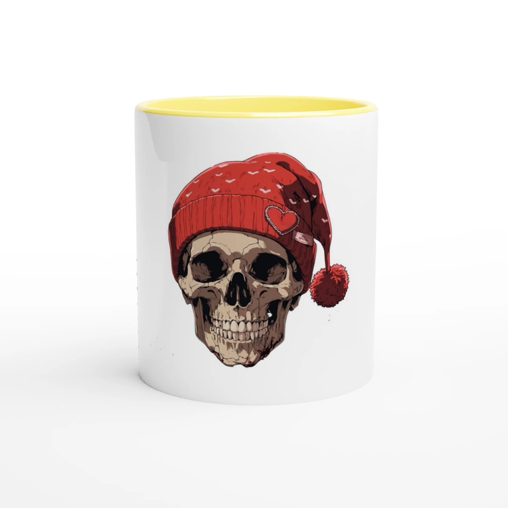 Skull in Red Beanie Coffee Mug | Edgy Alternative Gift - Framed Pop Art