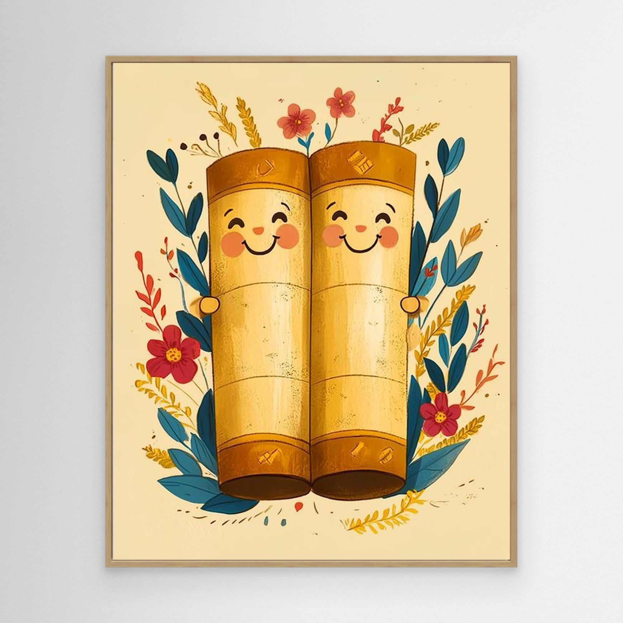 Cute Happy Scrolls Art Print | Whimsical Nursery Wall Decor - Framed Pop Art